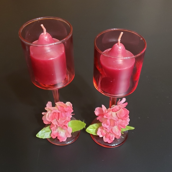 Accents Handmade Red Stemmed Votive Candle Holder Set Poshmark